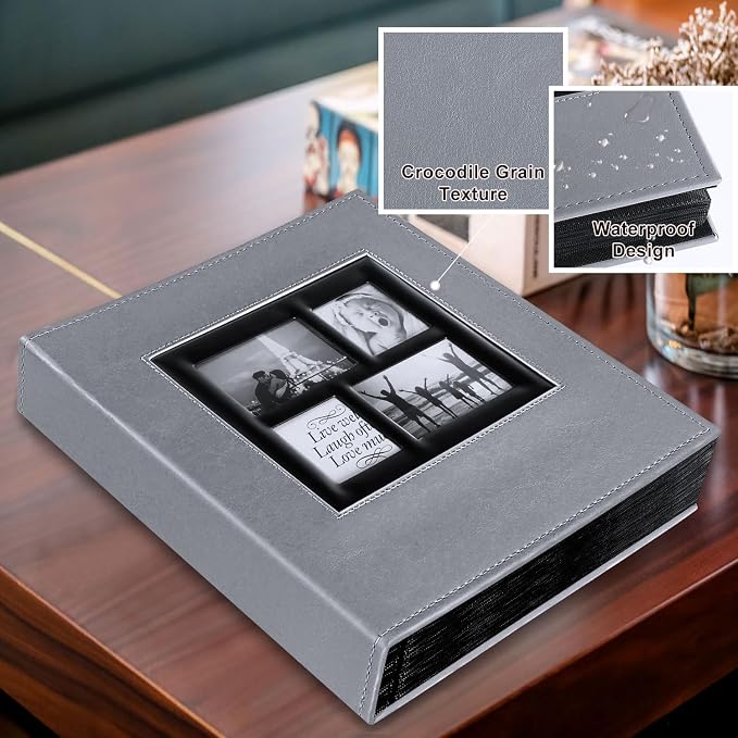 Ywlake Photo Album 4x6 1000 Pockets, Extra Large Capacity Family Wedding Picture Albums Holds 1000 Horizontal Vertical Photos Grey - Image 3