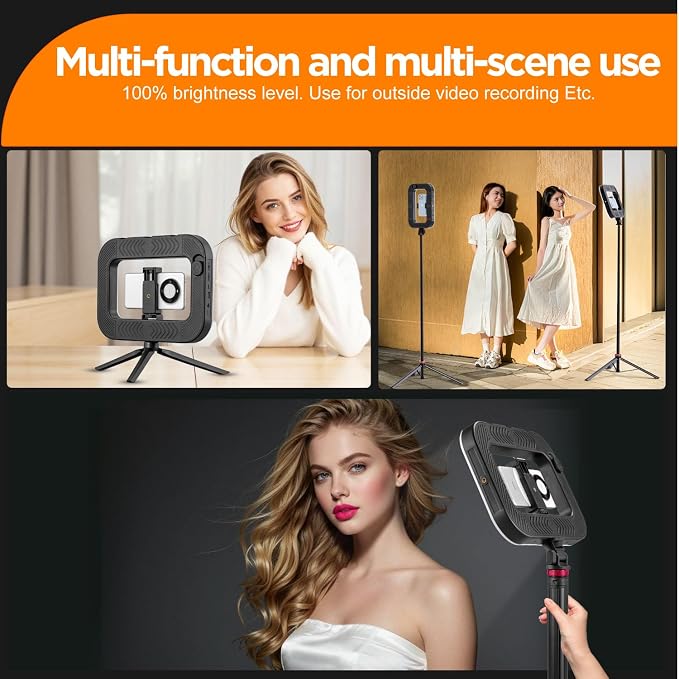 20W Ring Video Light with 8000mAh Built‑in Battery & 80inch Tripod 3H Max Brightness Portable Handheld Phone Fill Light Expandable for Mic & Camera Kit Easy Shooting for Vlogging Selfie Live Stream - Image 5