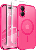 CAPRARO for iPhone 16 Case, Compatible with MagSafe Hot Pink | Upgraded [Full Camera Protection] Protective Translucent Matte Women Girl Magnetic Phone Case Cover, Hot Pink by CAPRARO