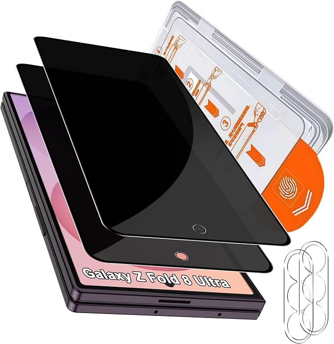 for Galaxy Z Fold 8 Ultra Privacy Screen Protector With Lens Protection Film,9H Hardness Anti-Scratch Tempered Glass, Case Friendly,(2+2 pack) by Suttkue
