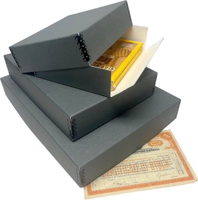 Lineco Drop Front Archival Storage Box, 9.25x11.75x3 in, Gray, 2 Pack | Acid-Free with Metal Edge, Preserves Picture Longevity, Organize Photos, Newspapers, Prints, Documents, Crafts, DIY - Image 7
