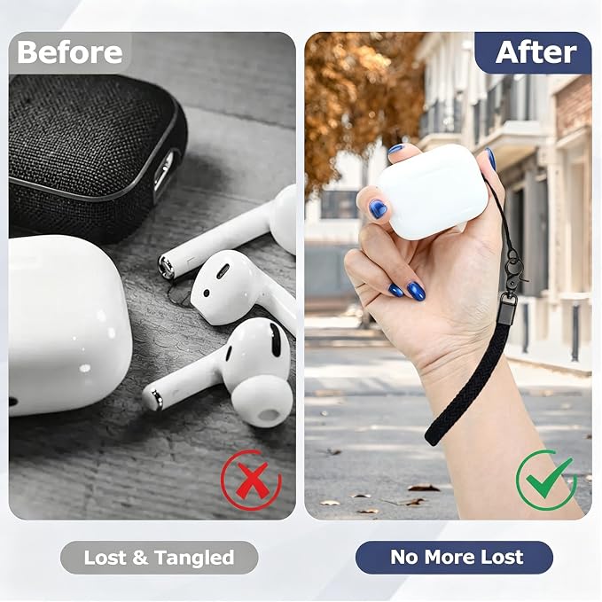 Elastic Nylon Wrist Lanyard for AirPods Case , Anti-Lost Strap for AirPods 1/2/3/Pro/Pro 2 Charging Case, Multi-Functional Wrist Strap for Phones Keys Cameras Small Gadgets, Black +Black Buckle - Image 5