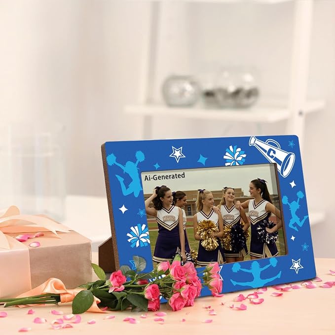 Blue Cheerleading Picture Frame for 4x6 Photo, Cheer Team Photo Frame with Easel Back, Desk Shelf Decor, Gift for Cheerleaders Coach Girls Team Senior Night End of Season - Image 4