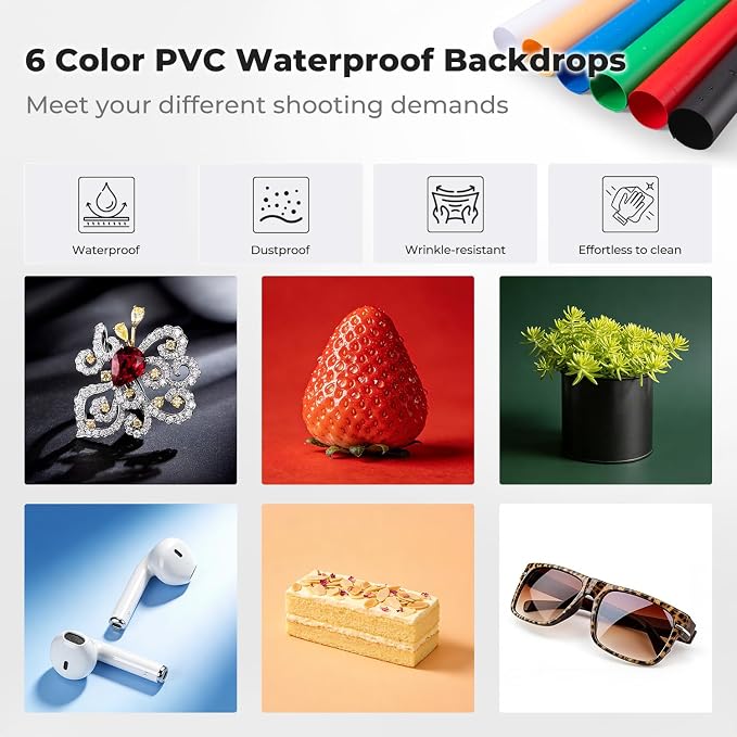 K&F CONCEPT Photo Studio Light Box 12"x12" 120 LED Lights & 6 PVC Backdrops | Photography Shooting Tent Kit CRI>95 with 6 PVC Backdrops for Jewelry, Watch, Cosmetics, Small Product Photography ZYDYSY01 - Image 4