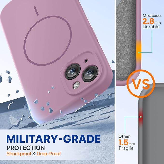 Miracase Silicone & Magnetic for iPhone 15 Case, Blackcurrant | Compatible with MagSafe, Soft Microfiber Lining, Premium Silicone Cover Shockproof Drop Protection Phone Case for 15 - Image 4