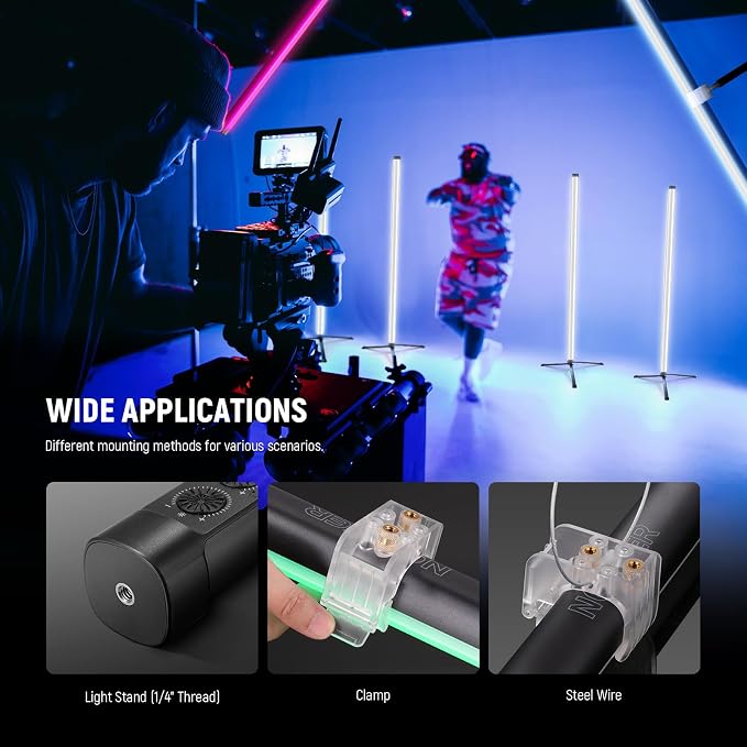 NEEWER TL120C RGB Tube Light, 42W Full Color RGBWW Photography LED Video Light Wand Stick with APP/2.4G/DMX Control, 7 Pixel Effects/18 Scenes, 2500K-10000K CRI97+ TLCI98+, 6000mAh Battery | Video Light Wand Stick, APP/2.4G/DMX Control, 7 Pixel Effects... - Image 8