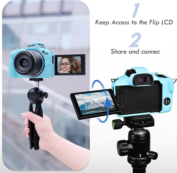 Rieibi EOSR50 EOS R50 Case, Soft Silicone Protective Case for Canon EOS R50 EOSR50 Vlogging Camera, Lightweight EOS R50 Camera Case Grip Cover Body Skin - Light Blue - Image 5