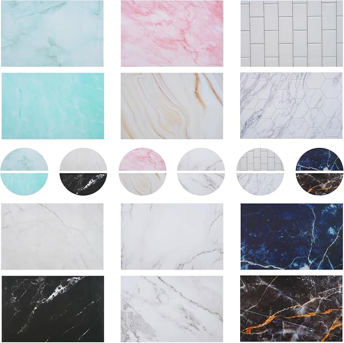 12PCS 12Patterns Product Photography Backdrops,Photo Backdrop Double Sided | Marble and Tile Photo Background（16.5X11inch） - Image 9