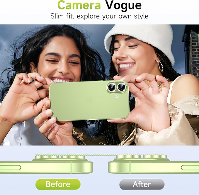 YWXTW Camera Lens Protector for iPhone 17, Individual Bling Glitter Metal Ring Tempered Glass Camera Screen Protector for iPhone 17 Accessories, Case Friendly (Glitter Green) - Image 4