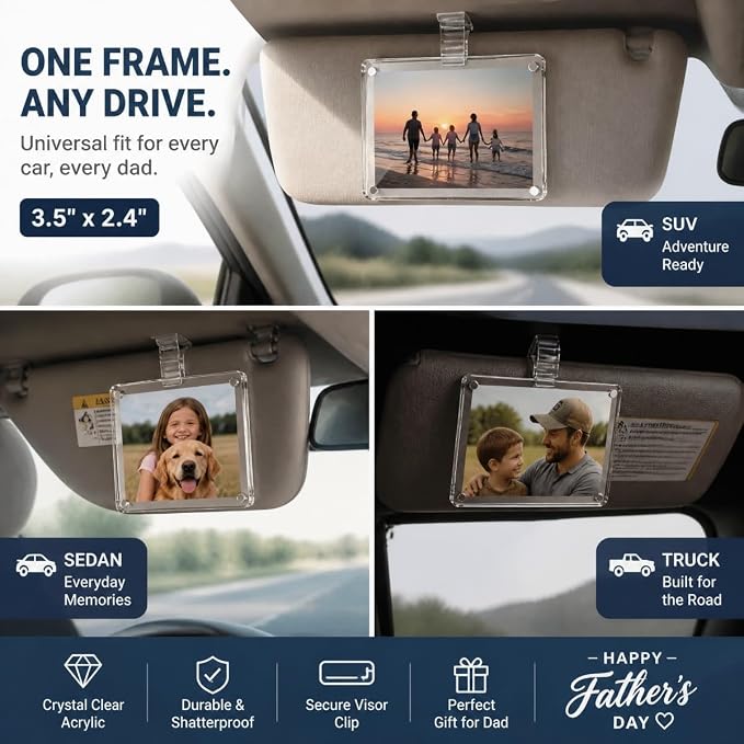 2-Pack Automotive PMMA Car Visor Photo Holder with 4 Corner N52 Neodymium Magnets - High-Clarity Drive Safe Daddy Clip for Polaroid Go and Instax Mini Pictures - Image 4