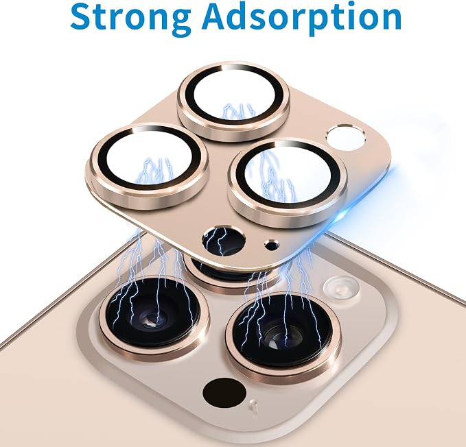 Compatible with iPhone 16 Pro and 16 Pro Max Camera Lens Protector, Anti-Scratch Tempered Glass Metal Camera Screen Protector Shockproof Full Protective Lens Cover, Desert - Image 4