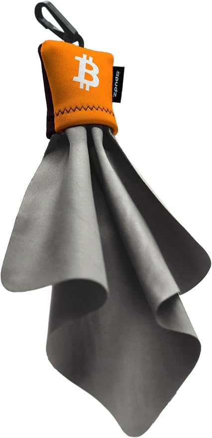 SPUDZ Classic Microfiber Lens Cleaner – Clip-On Pouch, Washable – for Binoculars, Scopes, Glasses, Screens | Classic | Bitcoin, 6 x 6 Inch - Image 6