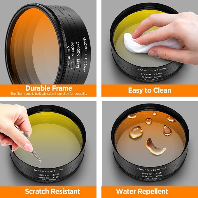 52MM Coral Reef and Reef Tank Filter Kit for Phone, CPL Polarizing+20,000k Yellow+15,000k Orange+10x Macro, Clip, Saltwater Aquarium Lens Compatible with iPhone16 15 Pro Max Samsung Moto Google TCL - Image 6