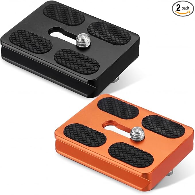 Frienda Quick Release Plate Tripod 1/4-20 DSLR,Pu50,Black and Orange | Tripod Mount Plate, Camera Tripod Mount for DSLR Camera Tripod Ball Head , Metal, 1.9 x 1.5 x 0.4 Inch by Frienda
