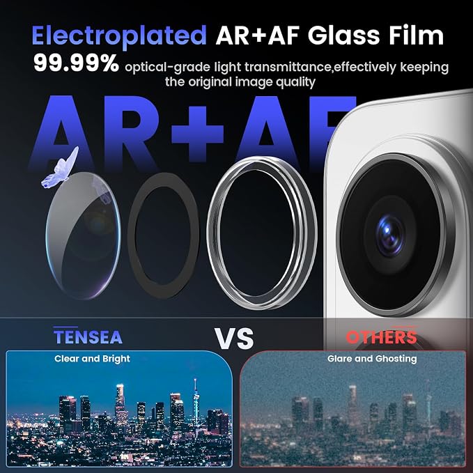 Tensea Compatible with Samsung Galaxy S26 Ultra Camera Lens Protector | 9H Tempered Glass Camera Cover Screen Protector Metal Individual Ring [Installation Tray][Case Friendly] - Image 3