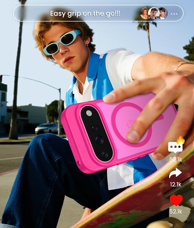 FNTCASE for Google Pixel 11 Pro Case / Pixel 11 Case, with Screen Protector | Fit for Magsafe, Translucent Matte, 14FT Military Grade Drop Protection, Shockproof Protective Phone Cover, Hot Pink - Image 9