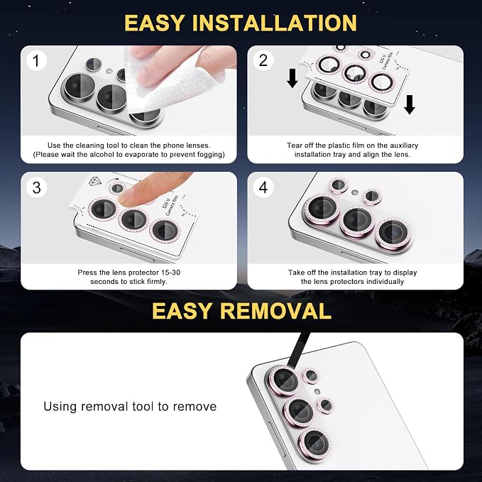 Camera Lens Protector for Samsung Galaxy S26 Ultra, Diamond Pink | Tempered Glass, Auto-align Tray, Easy Installation, Case Friendly, Anti-Scratch, HD Clear, Ultra Slim - Image 6