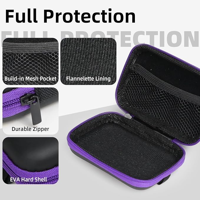 5 Pack Earbud Case Storage Bag with Carabiner, Rectangle | Portable EVA Carrying Case, For Wired/Wireless Headphones, SD Card Storage, Camera Chip - Image 4