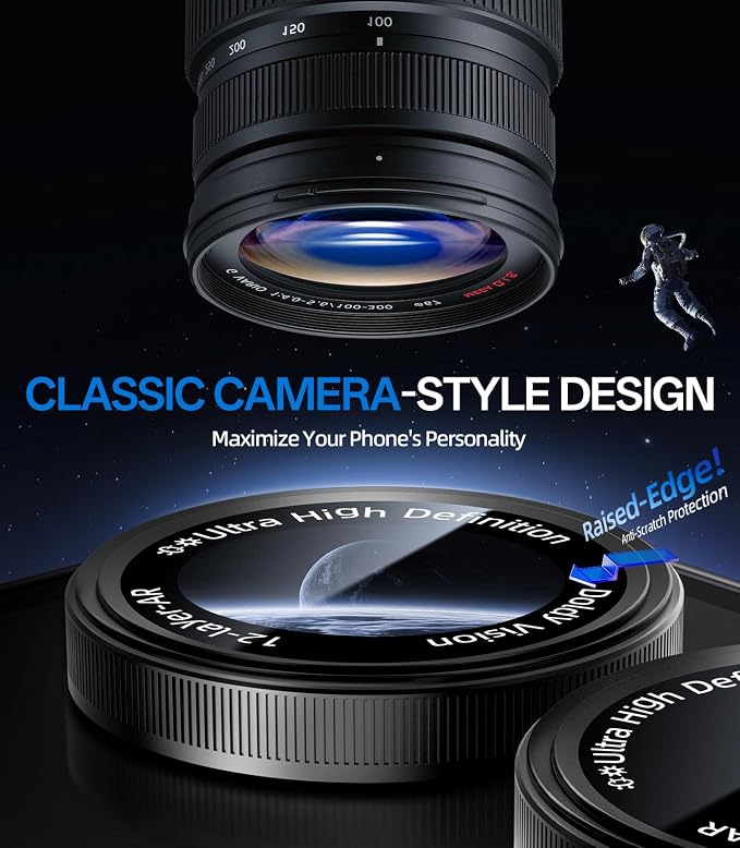 HelloDeere for Samsung Galaxy Z Flip 8 Camera Lens Protector, Military-Grade 9H+ Tempered Glass with AR Optical Tech HD Anti-Glare Anti-Scratch Metal Individual Ring Easy Install Case Friendly, Black - Image 3