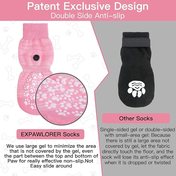 EXPAWLORER Anti Slip Dog Socks to Prevent Licking Paws, Dog Shoes for Hot Pavement, Dog Booties for Small Medium Large Senior Dogs, Traction Control Boots & Paw Protectors for Hardwood Floors - Image 3