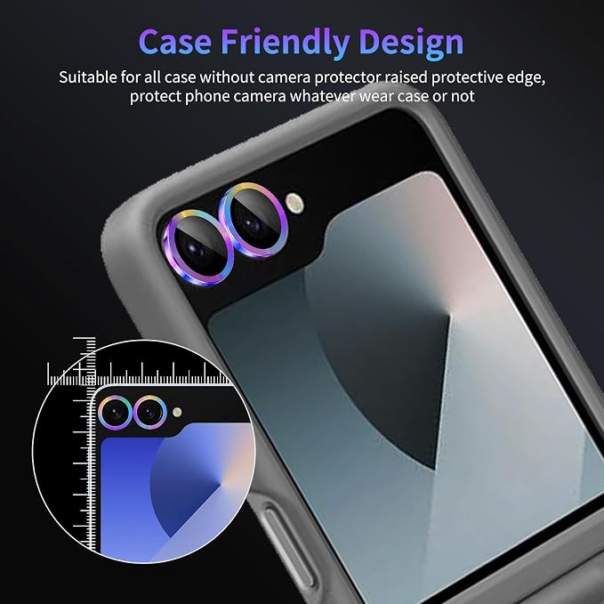 Camera Lens Protector for Samsung Galaxy Z Flip 6,1 Pack | Tempered Metal Glass Camera Cover, HD Clear Anti-Scratch Lens Screen Protector Film,Case Friendly,Colorful Titanium - Image 7