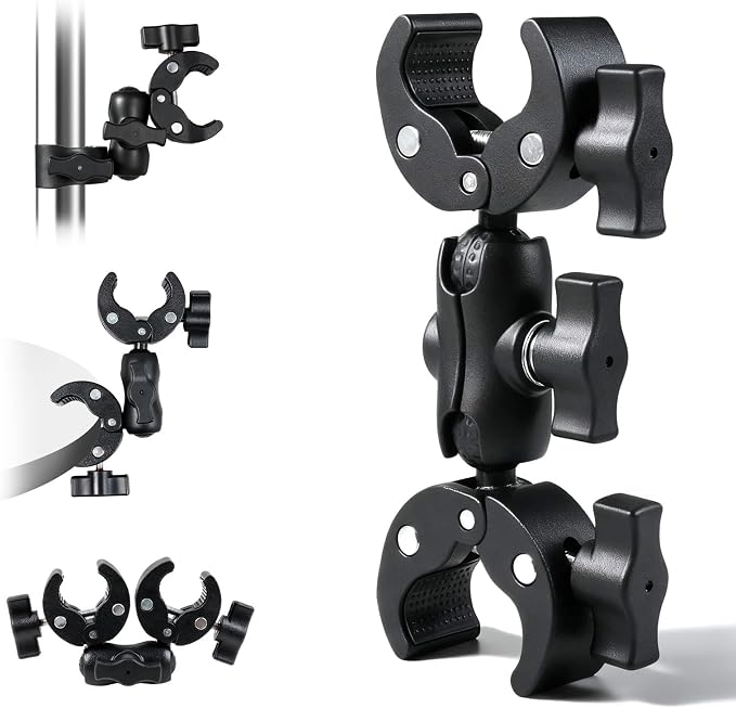INNOLIFE Double Ball Head Camera Clamp - Adjustable Mounting Bracket with Pliers-Style Grips for Photo Studio Equipment, Light Stands, Reflectors, Monitors, and Golf Cart Crossbars（6inch） by High-qualityMMABoxingtrainingequipment
