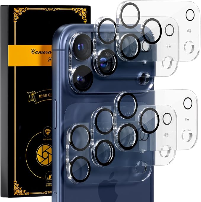 for 6 Pack iPhone 17 Pro Camera Lens Protectors, Clear | [Drop Protection] [Case Friendly] [Easy Installation] 9H Tempered Glass Camera Screen Protector Cover Accessories 6.3-inch by Beuxece