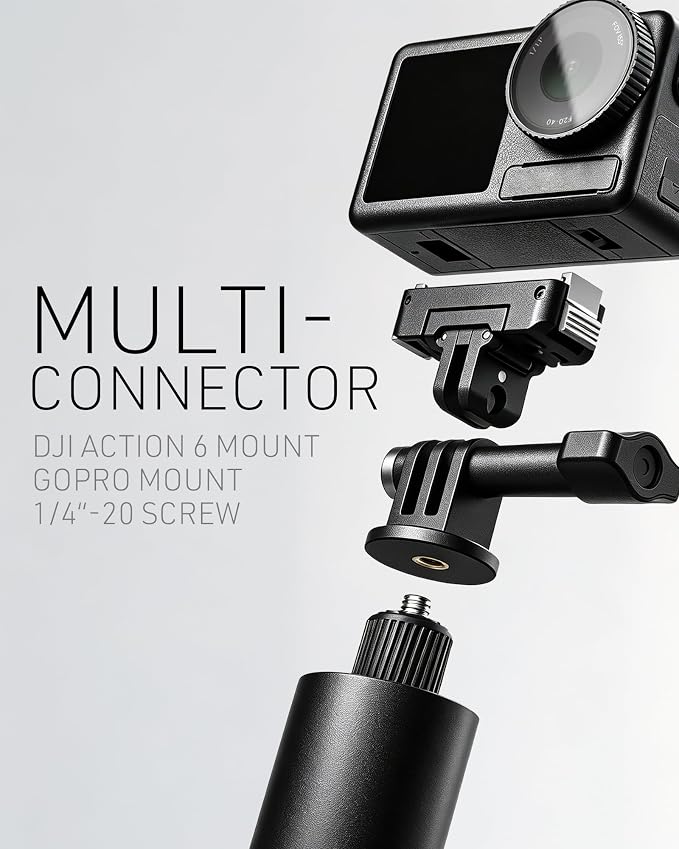 65'' Selfie Stick Tripod for DJI Osmo Action 6/Osmo Nano Accessories | Auto Pop-Open Tripod, Magnetic Quick-Release Adapter Mount 360° Adjustable | 2-in-1 Extended Rod | Portable for Travel Vlog - Image 2