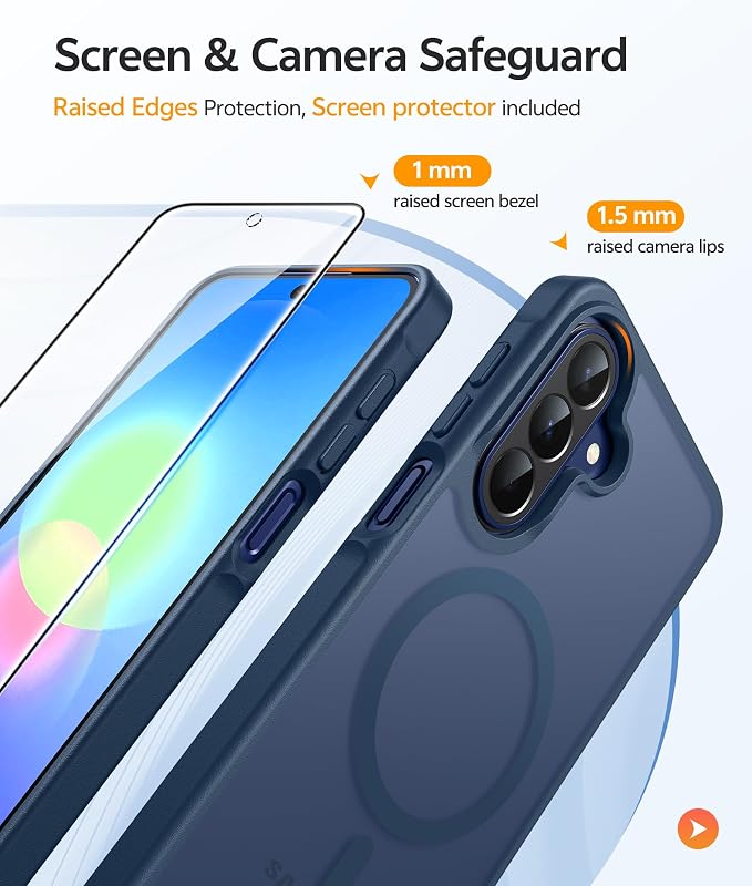 FNTCASE for Galaxy A27 5G Phone Case, Fit for Magsafe, Screen Protector | Translucent Matte, 14FT Military Grade Drop Protection, Slim Shockproof Protective, for Samsung A 27 4G Cover, Blue - Image 4