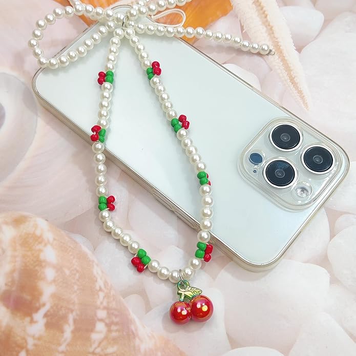 cioatu Phone Charms Cute Cherry Butterfly Cell Phone Lanyard Strap Wrist Strap for Bag Airpods Camera Pendants Decor - Image 6