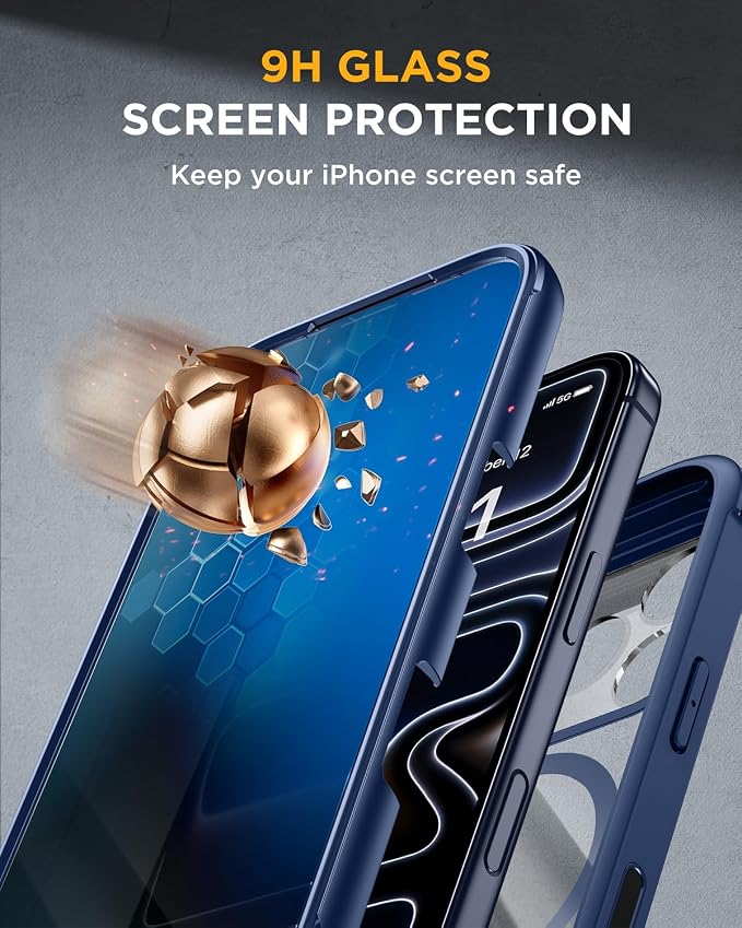 miracase for iPhone 17 Pro Privacy Series Case, Magsafe, Deep Blue | Built-in Privacy Screen Protector | 360° Full Protection | Colored Bezel & Clear Back | Shock-Absorbent | 6,3 Inch - Image 4