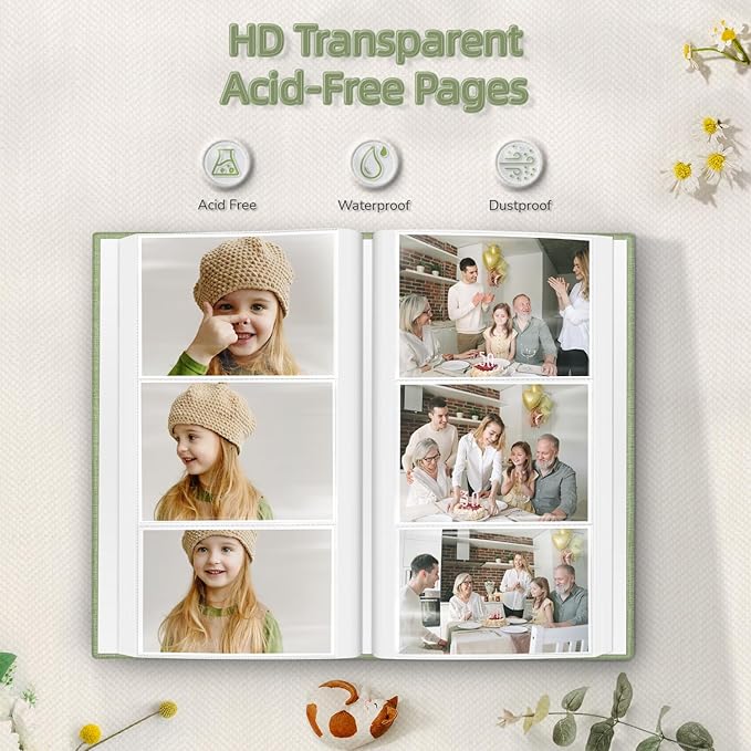Popotop Photo Album 4x6-300 Photos Linen Cover Photo Books with 300 Horizontal Pockets,Slip-in Picture Albums for Family Wedding Anniversary Baby Vacation Pictures - Image 3