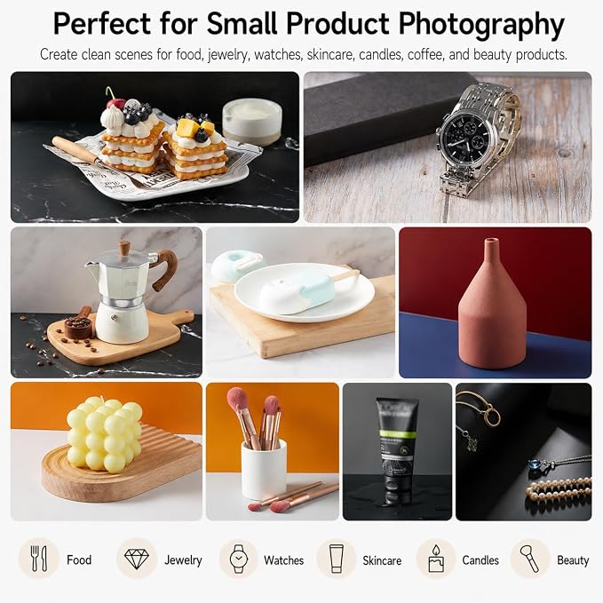 BYSTONE Product Photography Backdrops Kit, 8 Pcs Photo Backdrop Board | 16 styles for small product photos, food, jewelry and cosmetics; A3 16.5 x 11.7 in, for UGC creators and sellers. - Image 7