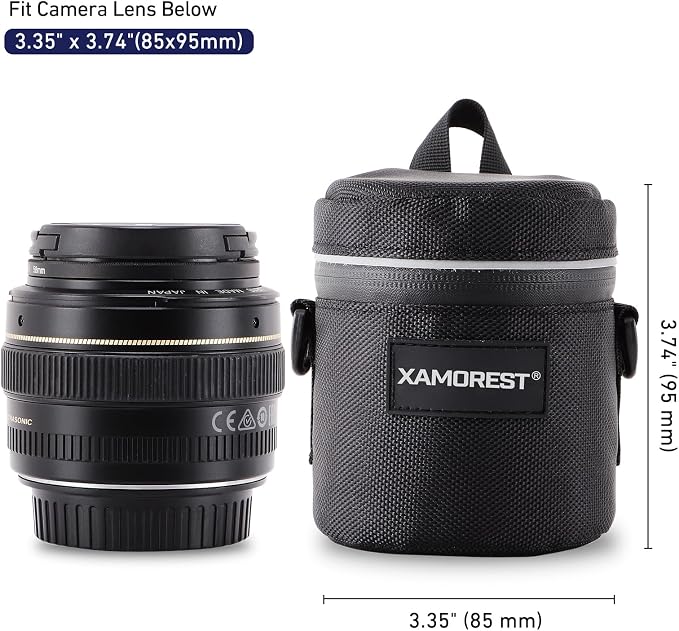 Camera Lens Case Lens Bag Compatible (3.35" x 3.74"(Nylon, Black)) - Image 5