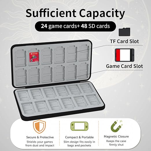 PERFECTSIGHT Switch Game Card Case, Switch 2 Game Holder Cartridge Case | Cute Flower Book Game Card Holder, 24 Game Cards Slots, 48 Micro SD Card Slots, Magnetic Closure, Hard Shell, Soft Lining - Image 2