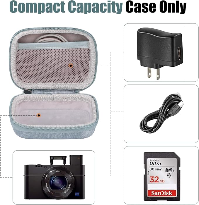 Cwatcun Digital Camera Case, Compact Protective Pouch for Kodak/Canon/Sony | Fits cameras up to 4.9"x3.5"x2.2". 900Dscratch-resistant, water-repellent, 3-layer shockproof sponge, detachable wristband. - Image 2