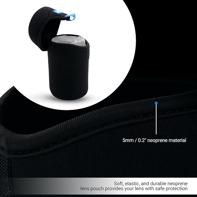 JJC Small Neoprene Camera Lens Pouch Case, Fits Lens up to 3.1 x 4.6inches | Water-Resistnat, Fold Over Closure, Compatible with Canon RF 85mm f/2, Nikon Nikkor Z 85mm f/1.8, Sigma 16mm f/1.4 - Image 3