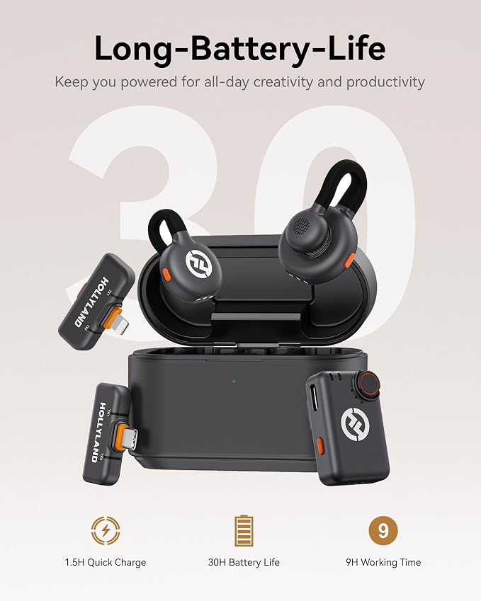 Hollyland Lark M2S Ultimate Combo (Camera RX+USB-C RX+Lightning RX) Wireless Lavalier Microphone for iPhone/Camera/Android/PC, Compact Mic, Titanium Clip, Noise Cancelling, Content Creation | Camera, USB-C and Lightning receivers, compact mic, titanium... - Image 6