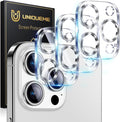 UniqueMe for 3 Pack iPhone 15 Pro/15 Pro Max Camera Lens Protector-Silver | Drop Protection, Case Friendly, 9H Tempered Glass, Camera Cover Screen, 2023 New Version by UniqueMe