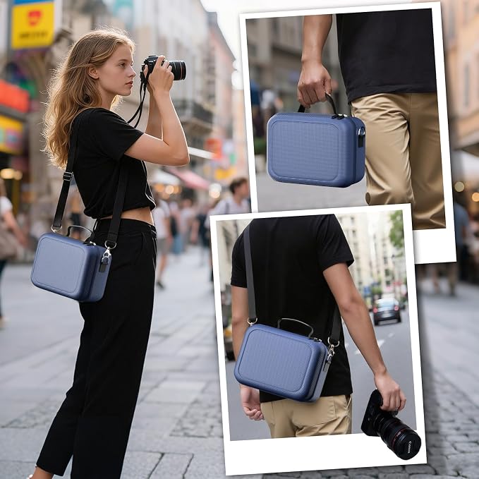 ProCase Hard Shell Camera Case for Canon Rebel T7 -Navy | Soft Padded Bag with 1 Shoulder Strap and 3 Adjustable Dividers for Digital Camera EOS R100/R50/DSLR/SLR/Nikon/Sony - Image 5