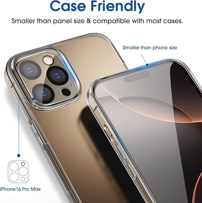 amFilm OneTouch for iPhone 16 Pro Max Screen Protector 6.9'' Tempered Glass | Auto-Alignment, 30s Install, Bubble Free, Scratch & Drop Protection, HD Clear, Camera Lens Protector, 2+2 Pack (16P-6.9'') - Image 6