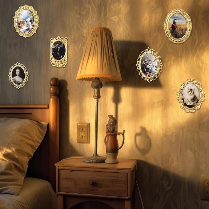 Halloscume 7 Pcs Miniature Picture Frames Mini Vintage Photo Frames Miniature Dollhouse Accessories on 1:12 Scale for Dollhouse DIY Craft Projects Art Jewelry Display Home Decor(Gold) - Image 7