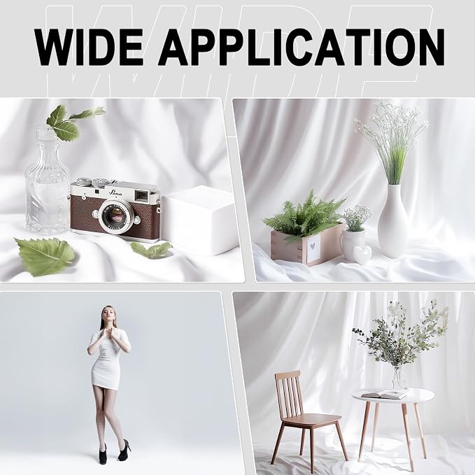 GFCC 8FTx10FT White Backdrop Background for Photography Photoshoot | Non-Reflective, Polyester Curtain, Easy Hang, Multipurpose Screen for Studio Photo Booth, Video Recording, Portrait, Party - Image 8