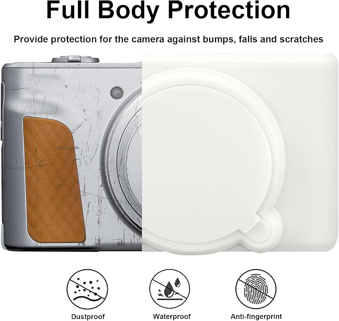 BOVKE Silicone Camera Case for Canon PowerShot SX740 / SX730 Digital Camera, SX740 HS Soft Protective Case Cover Rubber Camera Slim Fit Sleeve with Removable Lens Cover, White - Image 3