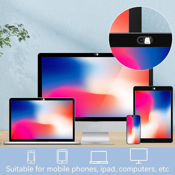 6Pcs Phone Privacy Camera Cover Webcam Camera Cover Slide Cat Pattern Privacy Security Guard Slide Phone Webcam Protector for Laptop Desktop Computers Smartphones Tablet Notebook Mini PC - Image 6