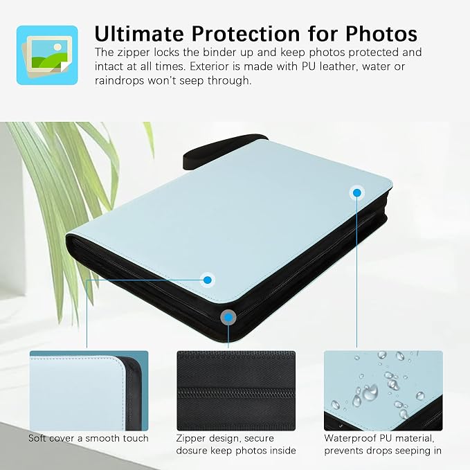 Veicevol 540-Pocket Album for Instax Mini & Polaroid 2x3 inch Photos, Blue | Designed for Instax Mini and Polaroid 2x3 Photos, Cover with Zipper Closure, Large Capacity, Holds Up to 540 Photos Securely - Image 5