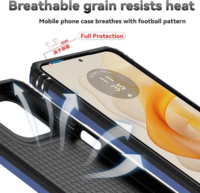 for Motorola Moto G 2025 / Moto G 2026 / Moto G Play 2026 Case, with Slide Camera Cover HD Screen Protector [Military Grade 16ft. Drop Tested] Ring Holder Kickstand Protective Phone Case, Navy Blue - Image 9