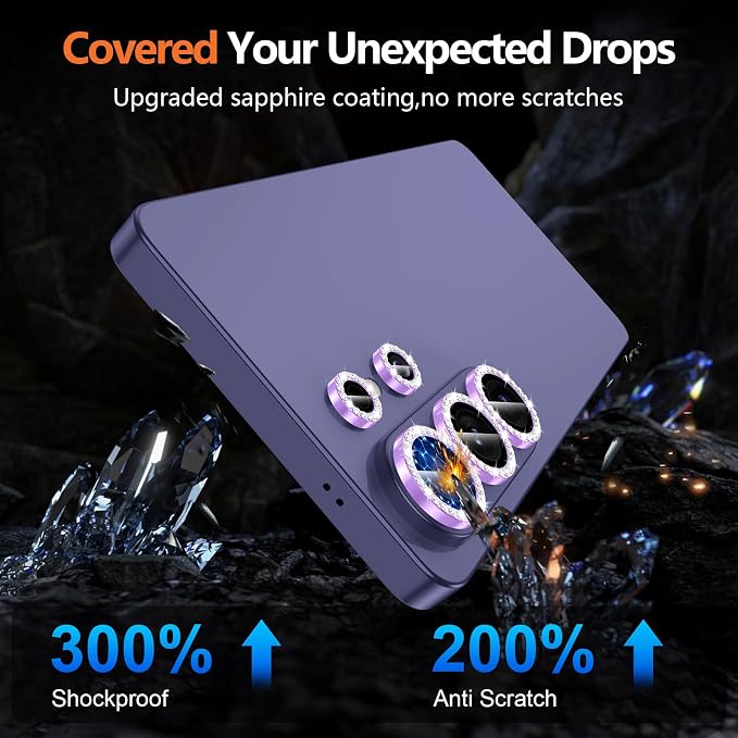 for Samsung Galaxy S26 Ultra Camera Lens Protector, Individual Metal Ring Tempered Glass Lens Cover, [Strong Adsorption] Scratch Resistant Ultra-Thin HD Clear Lens Cover, 1 Set-Purple Diamond - Image 5