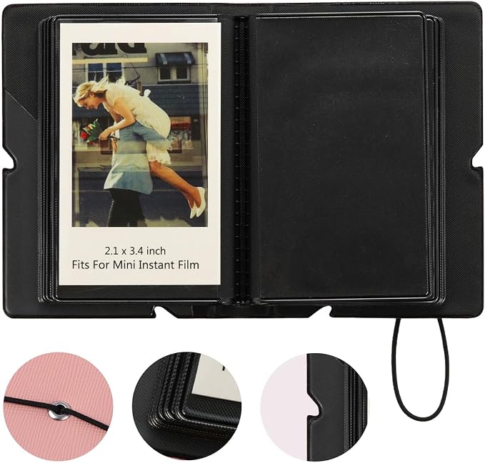 2x3 Instax Mini Photo Album, 28 Pockets. Peach Pink, 1PK | Portable Wallet Size Album Stores 2x3 inch Instant Photos. Fits Polaroid, Instax Mini, Kodak Mini Prints and Zink. - Image 3