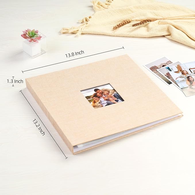 Mublalbum 12x12 Inch 3 Ring DIY Scrapbook Photo Album 40 Pages, Beige | 3 Ring Binder Scrapbook, Linen Cover, 20 Plastic Sleeves 40 Pages, Memory Book for Wedding, Baby, Family, DIY Projects - Image 2
